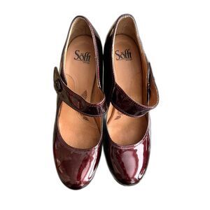 Sofft Fiorenza Mary Jane Size 9 Chianti Patent Leather Pump Heels | Burgundy